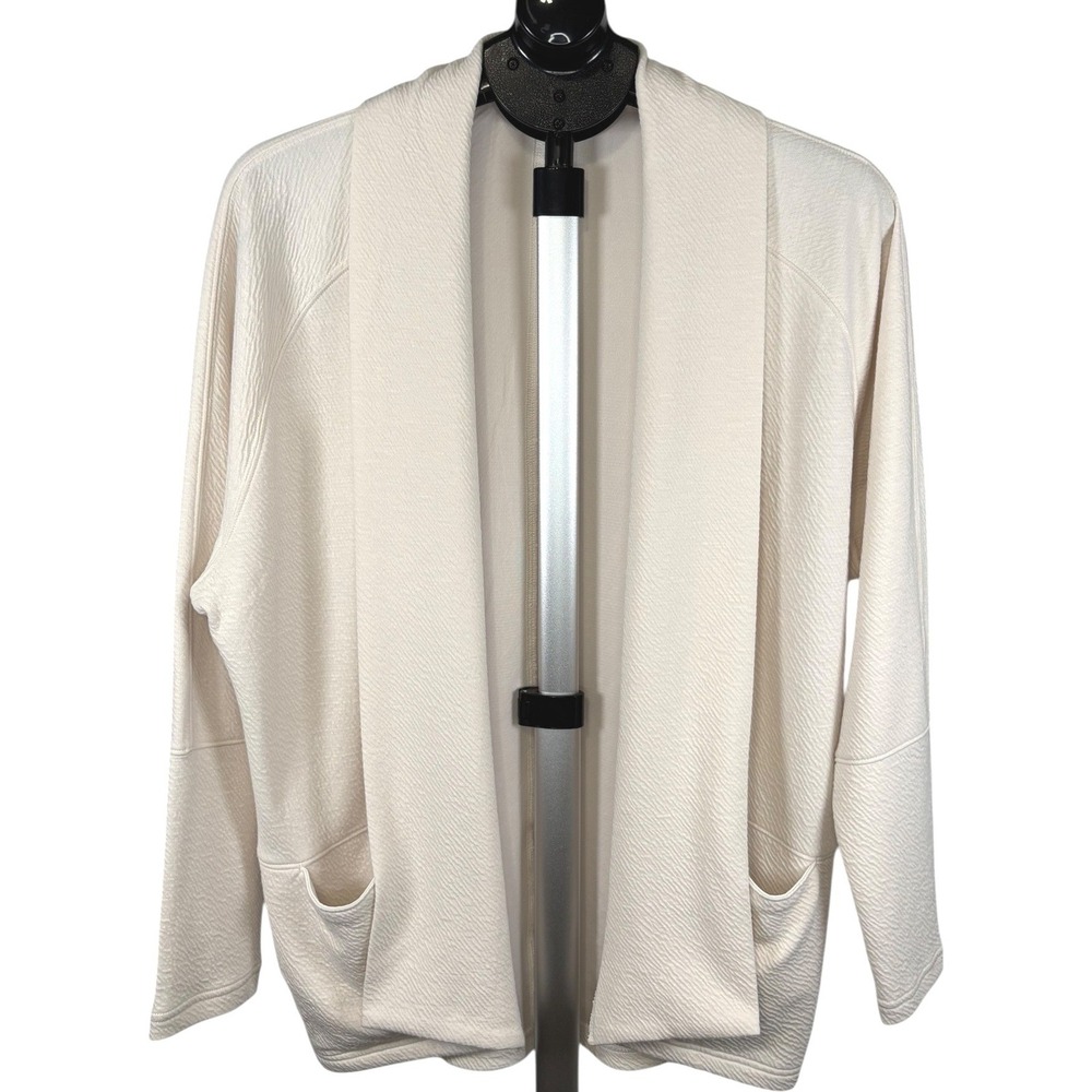 Prana‎ Hellebore Cardigan Womens Medium Cream Textured Shawl Open Front 1962471
